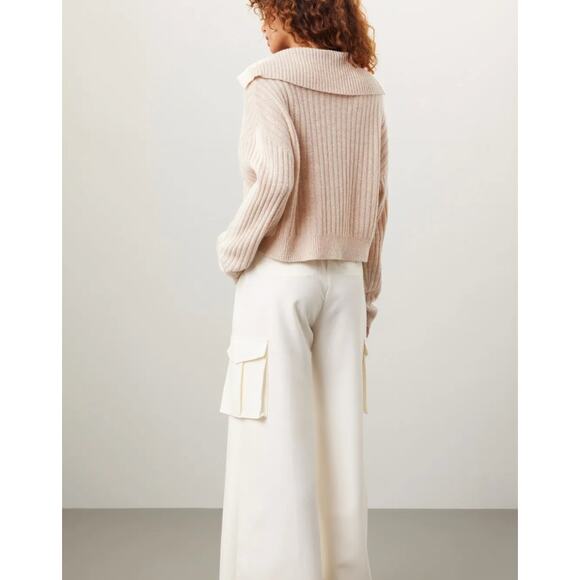 NAADAM Cream Cardigan Sweater LARGE Coastal Oversize Cashmere Collared $295 - Picture 3 of 9